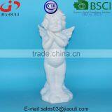 White glazed Ceramic standing Angel for christmas decor and home decor