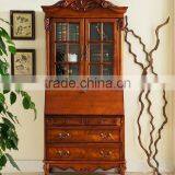 Classic Reproduction Solid Wood Regence Library Bookcase With Writing Table Desk Bureau BF11-05183a thumbnail-2