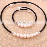 10-11 mm White Freshwater Pearl Necklace and Bracelet Sets Wholesale thumbnail-1