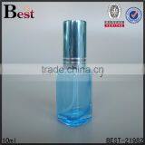 China Travel Cosmetic Fragrance Perfume Empty Blue Mini 10ml Glass Spray Bottle Heart Shape Bottom Cheapest Promotion