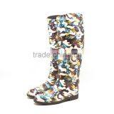 New Design Women Lady Tall Height PU Surface Leather Flock Waterproof Horse Riding Boot Wellies Wellington Rain Boots thumbnail-6