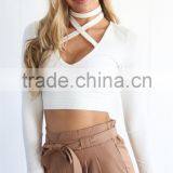 Wholesale 2017 Fashion Clothing Long Sleeve Design Women Top With v Neckline thumbnail-5