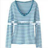Women's Long Sleeves Striped Polo T-Shirt thumbnail-1