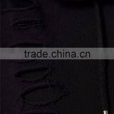 Plain Black Extreme Ripped Oversized Longline Distressed Hoodie Split Side Drawstrings Blank Sweatshirt Men thumbnail-6