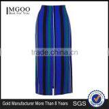 New Arrival Brand Design Stripe Split Maxi Skirt Blue Fashion Long Summer Skirts Muslim Fitting thumbnail-1