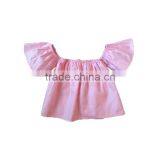 Off Shoulder Child Girl Tops Solid Pink Tank Top Boutique Children Clothes Wholesale thumbnail-1