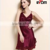 0849 Floral Lace Nightdress Spaghetti Strap Slip Sexy Girls Satin Photos Nightdress Dress Satin Nightgown thumbnail-1