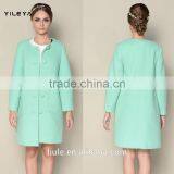 Long Style Elegant Plain Red and Green Ladies Fashion Winter Coat Factory thumbnail-1