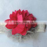 Wholesale Girls Accessories 2016 Cotton Knit Baby Headbands Elastic Besutiful Baby Girl Flower Headbands Boutique Children Bands thumbnail-4