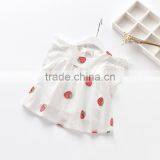 Wholesale Full Strawberry Printing t Shirt no Sleeve Children Tops Custom Pattern thumbnail-5