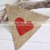 Hessian Bunting Banner Heart Rustic Wedding Baby Shower Party Red Valentine Love thumbnail-3