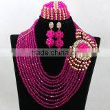 Woven Flowers Wedding Coral Beads Necklace African Bracelet Earrings Jewelry Sets thumbnail-3