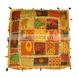 Square Shape Ottoman with Patch & Embroidery Work Pouf Puff from India on Alibaba