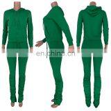Custom Logo Women Knitted Zip up Hoodie and Stacked 2 Piece Stacked Legging Outfit Sets thumbnail-4