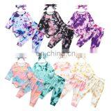 Baby Boy Girls Tie-Dye Clothes Set Autumn Spring Long Sleeve Button O-neck Tops Romper Pants 3Pcs Outfit for Newborn Infant Baby thumbnail-2