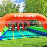 Outdoor Movable Inflatable Ride Playground, 3 Horses Fun Derby Family Race Ride Facilities thumbnail-3