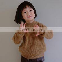 Rib Knit Kids O Neck Cashmere Pullover Sweater thumbnail-5