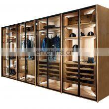 Modern Glass Door Wooden Wardrobe Cloghtes Storage Cabinet Design thumbnail-3