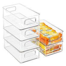 Refrigerator Organizer Bin Clear Kitchen Organizer Container Bins With Handles for Pantry, Cabinets, Shelves, Drawer, Freezer thumbnail-1