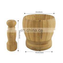 Bamboo Mortar and Pestle Garlic Press Ginger Crusher Spices Grinding Set Garlic Mincer Herb Spice Masher Grinder Chopper Kitchen thumbnail-5