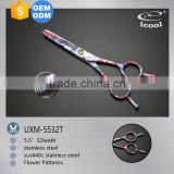 ICOOL UXM-5532T high quality flower pattern thinning scissors