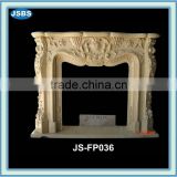 indoor hand carved marble cream color fireplaces