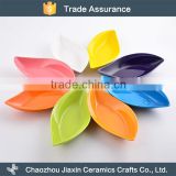 Custom made ceramic leaf shape colorful snack dishes