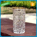2015 newest design drinking glass cup carved drinking glass cup high quality glass