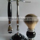 Metal Resin Handle shaving brush set with shaver