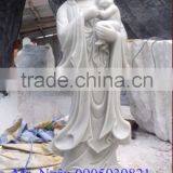 Guanyin Female Buddha Statue White Marble Stone Hand Carving Sculpture For Pagoda, Cave And Temple No 54