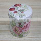 Matte Rose Pattern Round Vintage Tea Tin Set