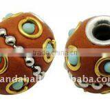 Handmade Indonesia Beads, With Brass Core, Drum, Peru, About 13x15mm, Hole: 3mm(IPDL-A006-4) thumbnail-1