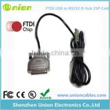 USB (A) Male to RS232 (DB9) Serial Cable with DB25 Adapter USB to RS232 (9-pin) Cable w/25-pin adapter