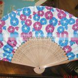 Hand Fan Bamboo Handle With Your Logo Cotton/silk/polyester thumbnail-1