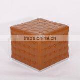 Genuine Leather Fancy Upholstered Stool Ottoman, Turkish Ottoman Furniture