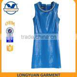 New Design Sleeveless Leather Dress for Office Lady thumbnail-1