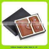 16012 Custom Promotional Gift Set Luxury Real Leather Card Holder Key Chain Pouch thumbnail-2