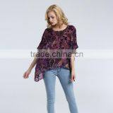 Women's Burnout Poncho With Paisley Floral Looking thumbnail-3