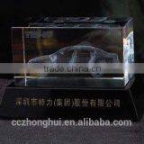 2016 Personalized 3d Engraved Car Crystal Cube With Black Wood Base
