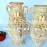 Tall Vase Terracotta Flower Vase With Straw and Small Clay Pot thumbnail-1