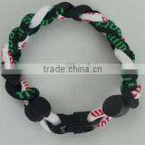 New Design Sport Braided Titanium Wristband/sports Team Silicone Wristband thumbnail-1