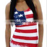 American Flag Black White Tees Latest New Design Short Style Lady Printing Graphic t Shirt for Women thumbnail-6