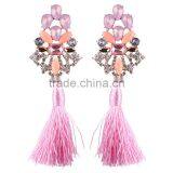 Bohemian Jewelry Rhinestone Gems With Alloy Plated Tassel Dangle Earrings thumbnail-5