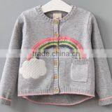 Kids Girls Rainbow Comfy 100% Cotton Button Down Cardigan Sweater thumbnail-2