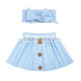Latest Designer Cotton Skirt Kids Girl Short Dresses Matching Headband Sets thumbnail-3