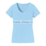 Latest Design Ladies Slim Fit v Neck High Quality Plain no Brand T-shirt thumbnail-4