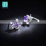 High Quality Korean Sliver Flower Stud Earrings Diamond Earring thumbnail-4
