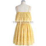 2017 SINGLE COLOR Adjustable Spaghetti Strap Embroidered Women Short Dress thumbnail-5