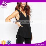 2016 Guangzhou Shandao Supplier OEM New Fashion Design Summer Sexy Sleeveless Deep V Neck Black Chiffon Girls Party Wear Tops thumbnail-1