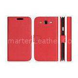 Soft Leather Wallet Phone Cases Red For Samsung Galaxy Grand 2 G7105